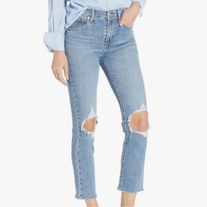 Levi's Women's 724 High Rise Straight Crop Distressed Jeans